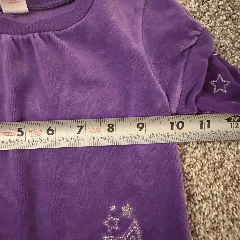 Oshkosh Girl's Purple Velour Dress Toddler 3T Drop Waist Silver Stars Vintage?